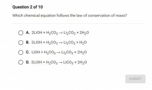 Which chemical equation follows the law of conservation of mass?
