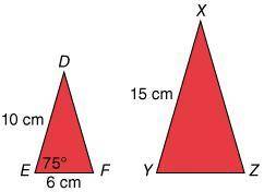 Please help :)

ΔDEF and ΔXYZ are similar isosceles triangles. What is the measure of angle X?