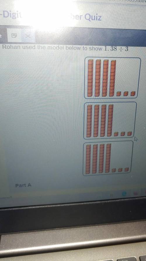 Rohan used the model below to show 1.38 : 3. Rogan made an error in his model. explain his error in