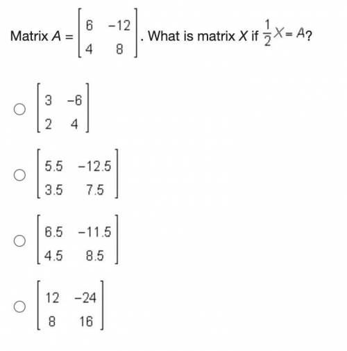 PLEASE HELP IM TIMED. WILL GIVE BRAINLIEST
Matrix A What is matrix X