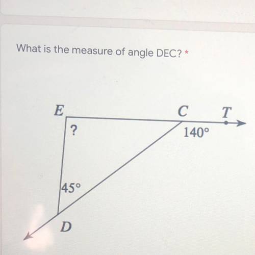 What is the measure of angle DEC?