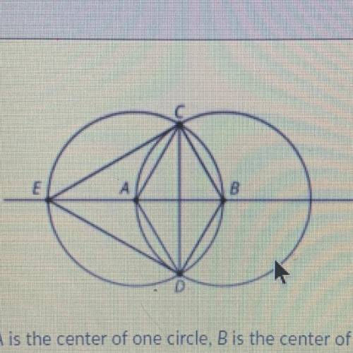 In the construction, A is the center of one circle, B is the center of the other.

Identify all se