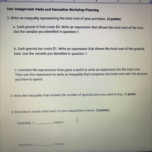 You will purchase snacks for the painting class. You have a

budget of $40. You want to buy fruit