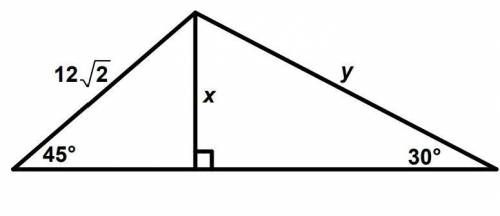 Find the value of x and y (picture attached) (choose one option)

A. x=12, y=24B. x=24, y=12C. x=1