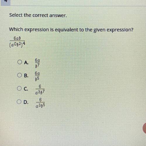 Which expression is equivalent to the given expression?