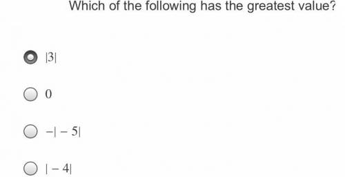 Which of the following has the greatest value?please help guys
|3|
0
-| -5|
|-4|