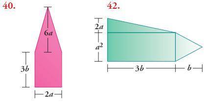 Represent the area of each figure using a polynomial. then calculate the numerical value of the p