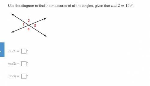 Use the diagram to find the measures of all the angles, given that m∠2=159∘
PLEASE HELP!!!