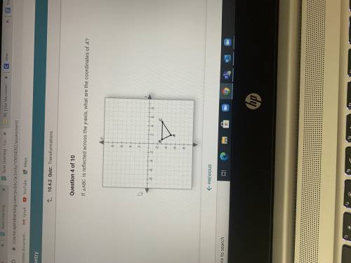 If triangle abc is reflected across the y axis what are the coordinates of A