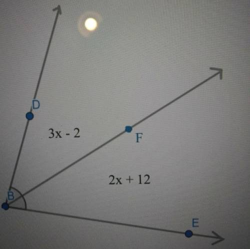 PLS HELP!Ray BF is an angle bisector. Find the value of angle FBE