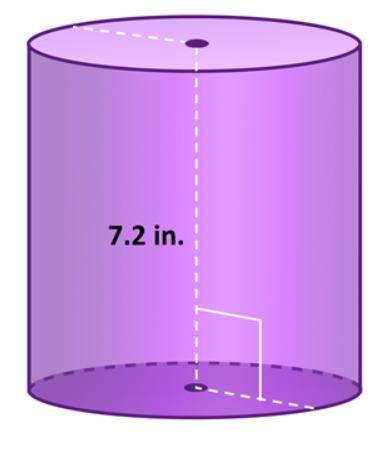 The following cylinder has a height of 7.2 and diameter of 6.8.

What is the volume of the cylinde