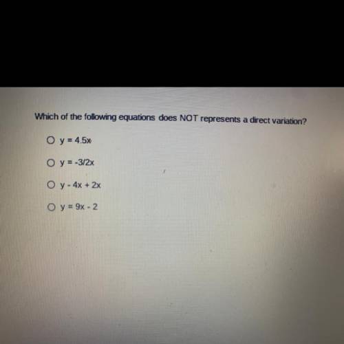Which of the following equations does NOT represents a direct variation