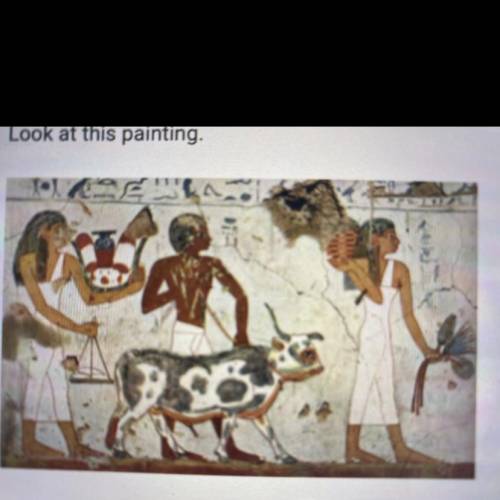 Look at this painting.

This painting was discovered in:
A. an Egyptian tomb.
B. a Minoan temple.