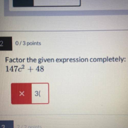 Factor the given expression completely:
147c² + 48
