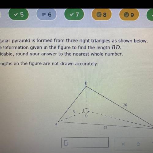 Triangular pyramid is formed from three right triangles as shown below.

Use the information given