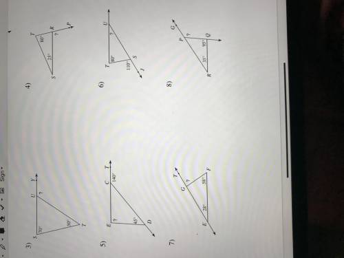 I need help with finding interior/exterior angles. solve for “?”