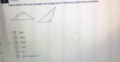 Determine if the two triangles are congruent.