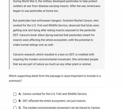 Couldn't get full-screen d is Carson research resulted in a ban on DDT