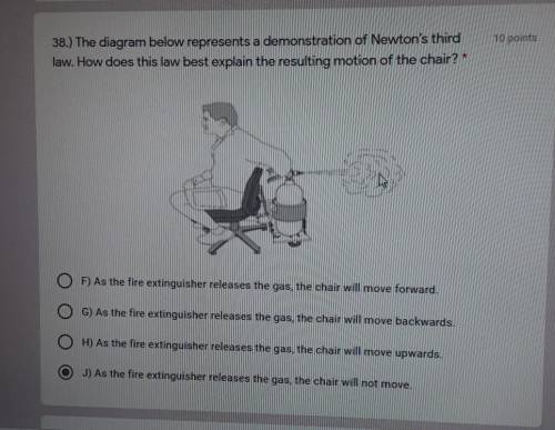 10 points 38.) The diagram below represents a demonstration of Newton's third law. How does this la