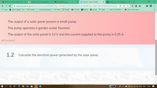 The output of a solar panel powers a small pump. The pump operates a garden water fountain. The out