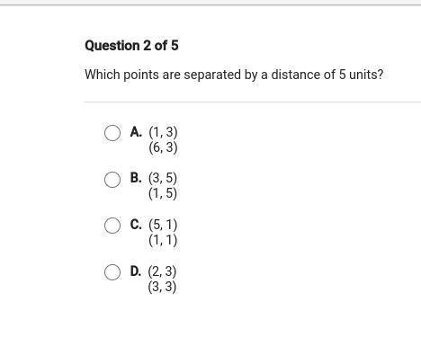 Which points are separated by a distance of 5