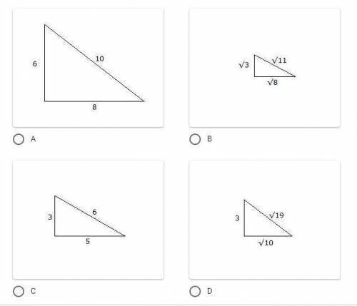 Which one of the following triangles is NOT a right triangle?