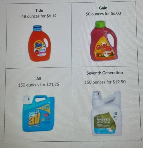 at Kroger, your mom is trying to decide which type of laundry detergent to purchase. if she is sole