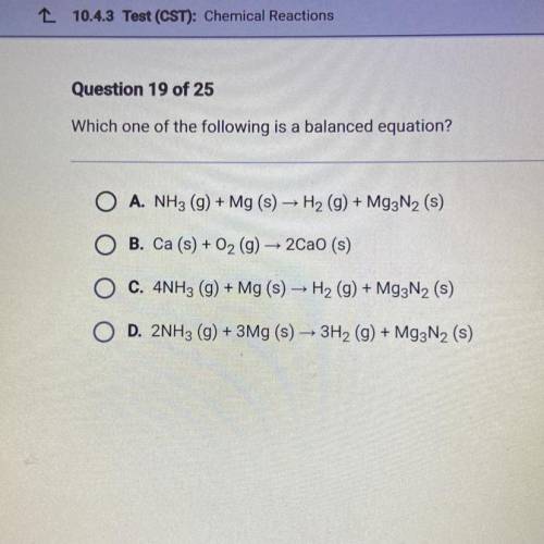 Which one of the following is a balanced equation?