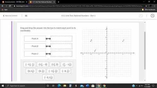 Drag and drop the answer into the box to match each point to its coordinates.
PLZZZZZ HELP