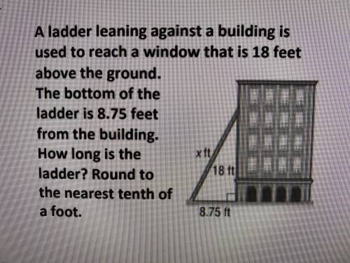 A ladder leaning against a building is used to reach a window that is 18 feet above the ground. The