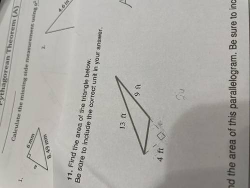 Can someone help me find the area of the triangle 
please!!!