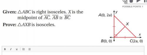 I need help with this also for this u have to explain so ur proving angle ASB is isosceles
