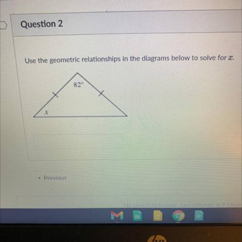 Use the geometric relationships in the diagrams below to solve for x