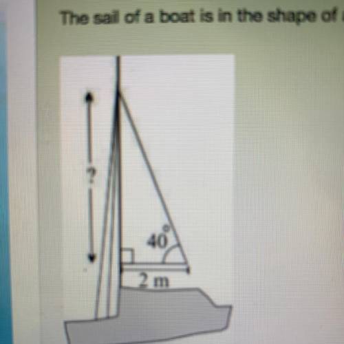 The sail of a boat is in the shape of a right triangle. Which expression shows the height, in meter