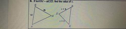 Find the value of x. show work