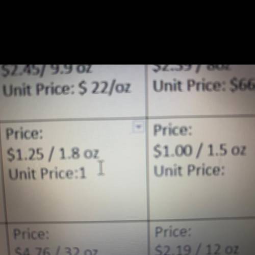 Price $ 2.45 / 9.9 oz price what is the unite price

What’s the unit price for the question above?