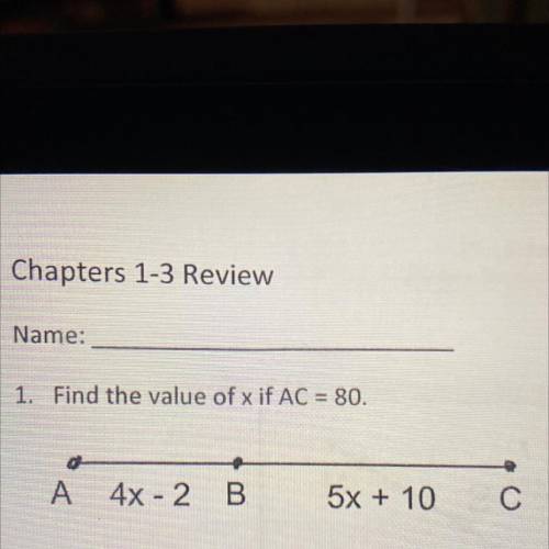 Find the value of x if Ac= 80