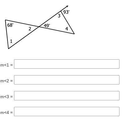 Find the measure of each missing angle.