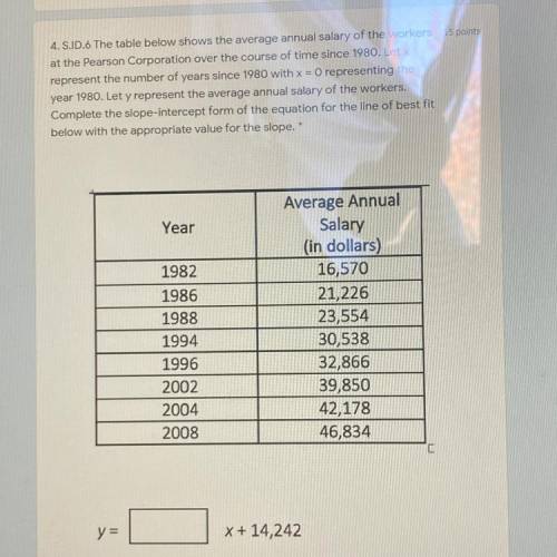 The table below shows the average annual salary of the workers at the Pearson

Corporation over th