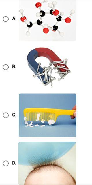 Which picture shows an example of magnetic force?