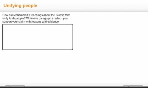 How did Mohammad’s teachings about the Islamic faith unify Arab people? Write one paragraph in whic