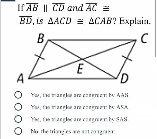 If AB || CD and AC = BD, is ACD = CAB?