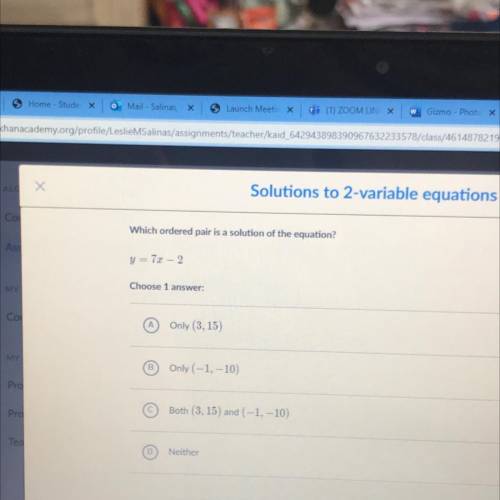 Which ordered pair is a solution of the equation￼