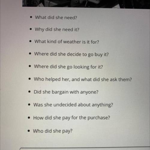 please answer! ~ Look at the photo and imagine everything that led up to the woman's purchase. Answ