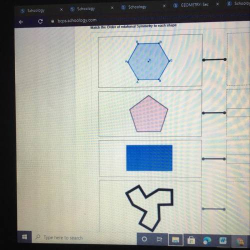What is the rotational symmetry for each shape please help with give brainlist
