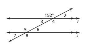 Use the figure to find the measure of

the angle. Explain your reasoning.
1. ∠4
2. ∠5
3. ∠8
4. ∠6