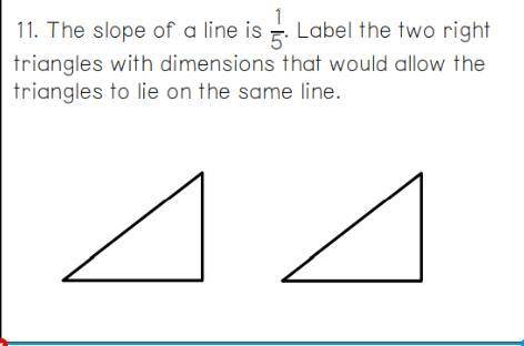 the slope of a line is 1/5 label the two right triangles with dimensions that would allow triangles