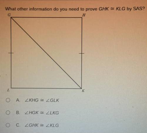 GEOMETRY HW: What other information do you need to prove GHK - KLG by SAS?