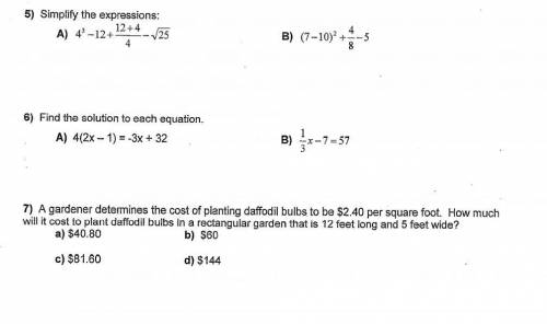 This is Algebra 1 please show how you got the answers. PLease do all questions on the picture! Plea
