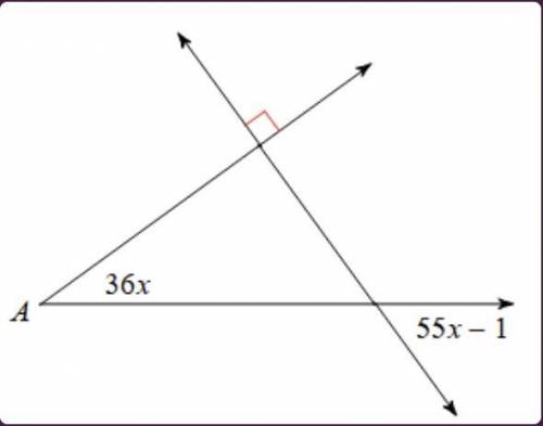 Determine the measure of angle A. PLEASE HELP PLEASE.

a.54 DEGREES
b.1 DEGREES 
c.36 DEGREES
d.32